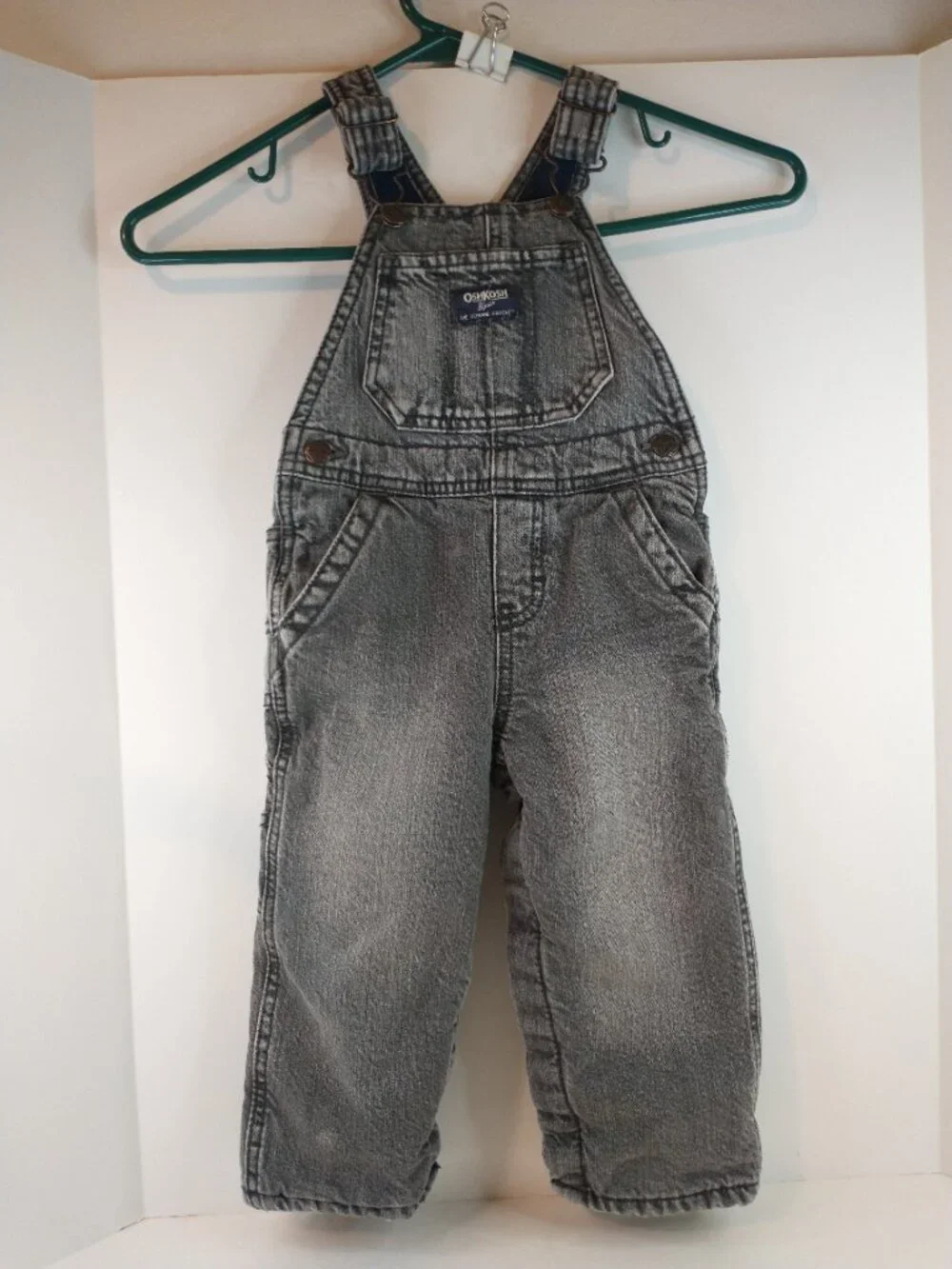 Vintage OshKosh B’gosh Vestbak Insulated Overalls Black Acid Wash Toddler 18M